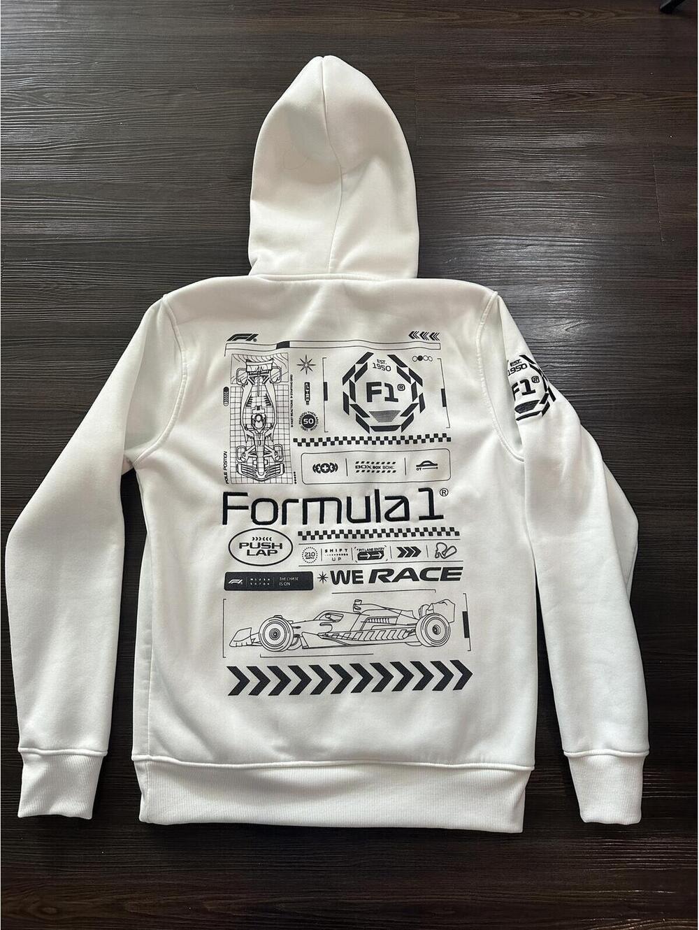 Official authentic F1 racing hoodie size medium cream white - Picture 2 of 5
